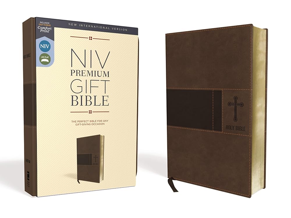 NIV, Premium Gift Bible, Leathersoft, Brown, Red Letter, Comfort Print: The Perfect Bible for Any Gift-Giving Occasion cover image