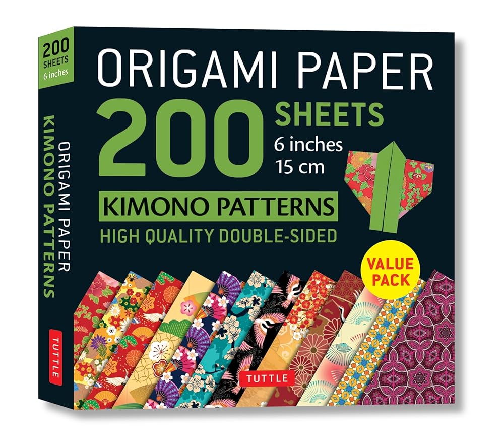 Origami Paper 200 sheets Kimono Patterns 6" (15 cm): Tuttle Origami Paper: Double-Sided Origami Sheets Printed with 12 Patterns (Instructions for 6 Projects Included) cover image