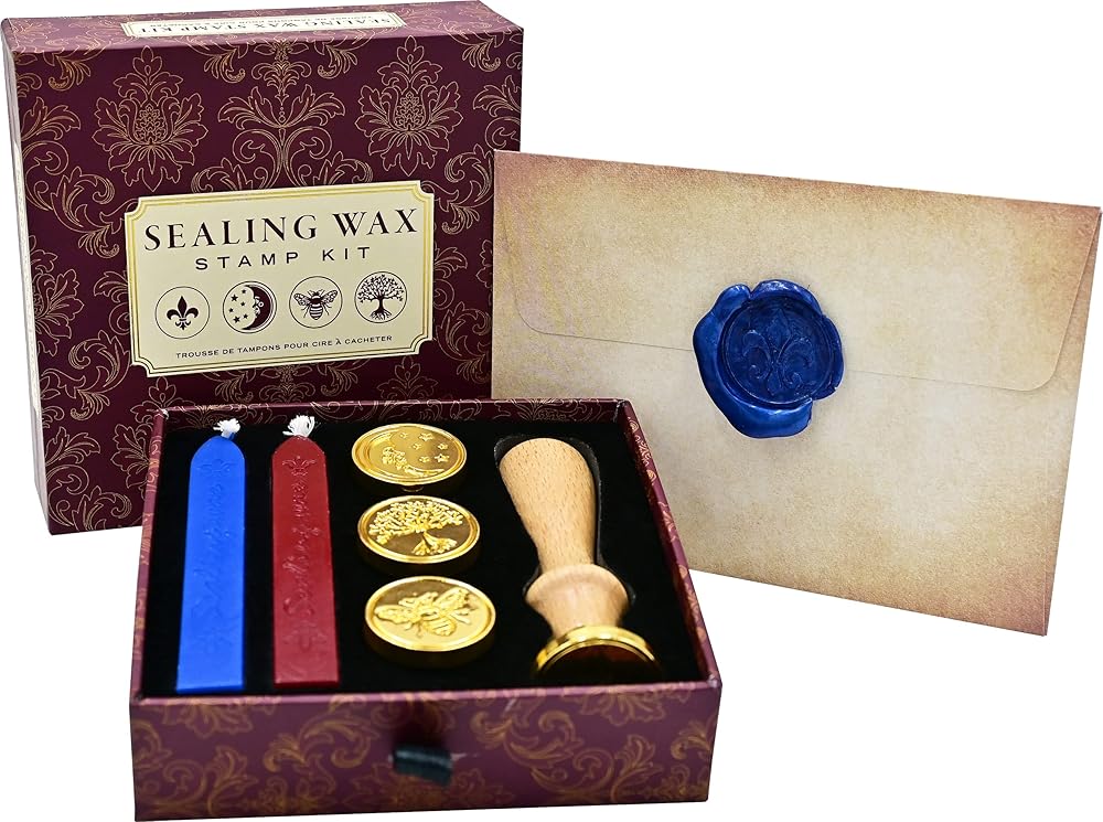 Sealing Wax Stamp Kit (included 4 seals, wood handle, and 2 wax sticks) cover image