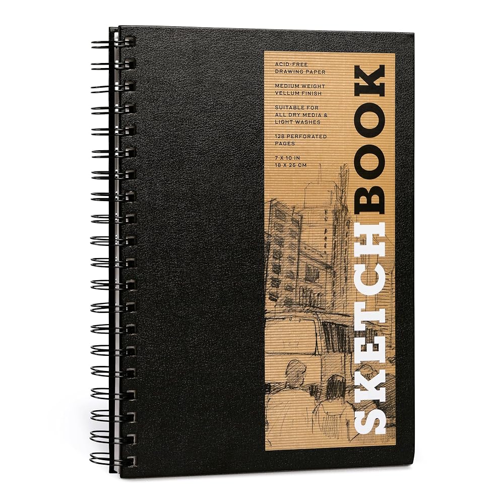 Sketchbook 7 x 10" Black Spiral Hardcover Mixed Media Sketchbook for Drawing: Acid-Free Quality Paper (128 pages) (Union Square & Co. Sketchbooks) cover image