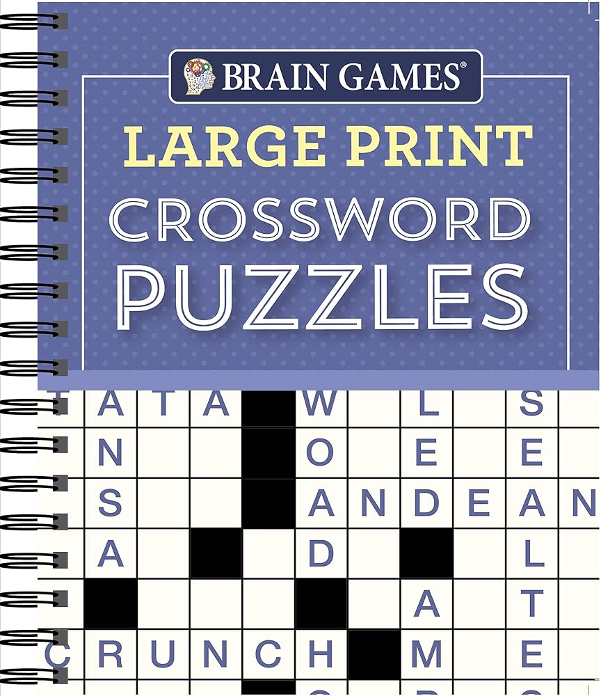 Brain Games - Large Print Crossword Puzzles (Purple) cover image
