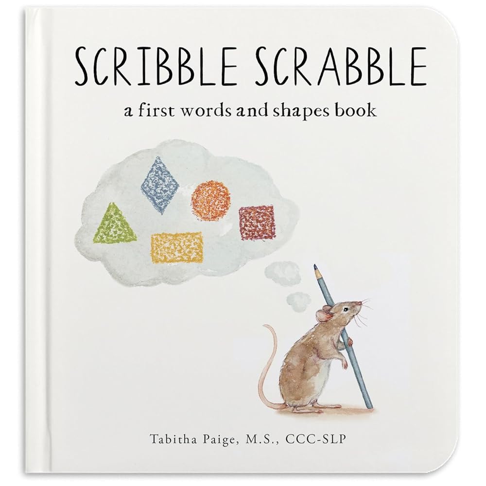 Scribble Scrabble: A Board Book of First Words and Shapes for Growing Minds (A Wishy Washy Sequel) (Tabitha Paige Children's Book Series) cover image