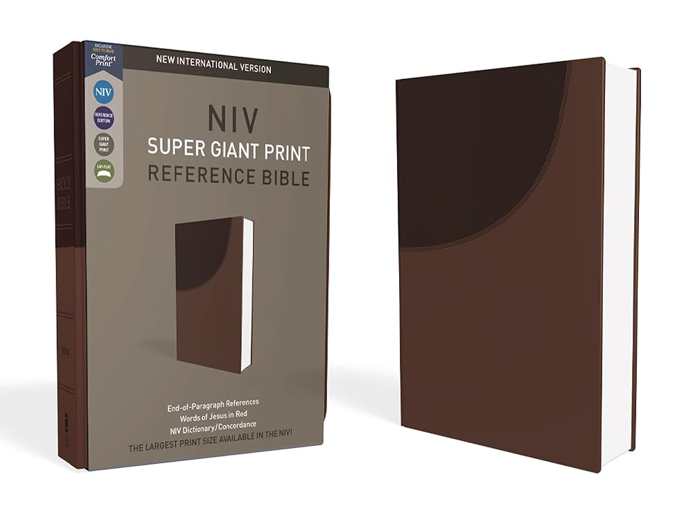 NIV, Super Giant Print Reference Bible, Leathersoft, Brown, Red Letter, Comfort Print cover image