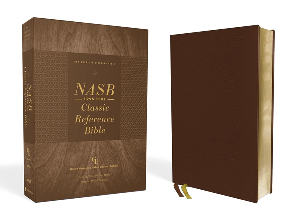 NASB, Classic Reference Bible, Genuine Leather, Buffalo, Brown, Red Letter, 1995 Text, Comfort Print cover image