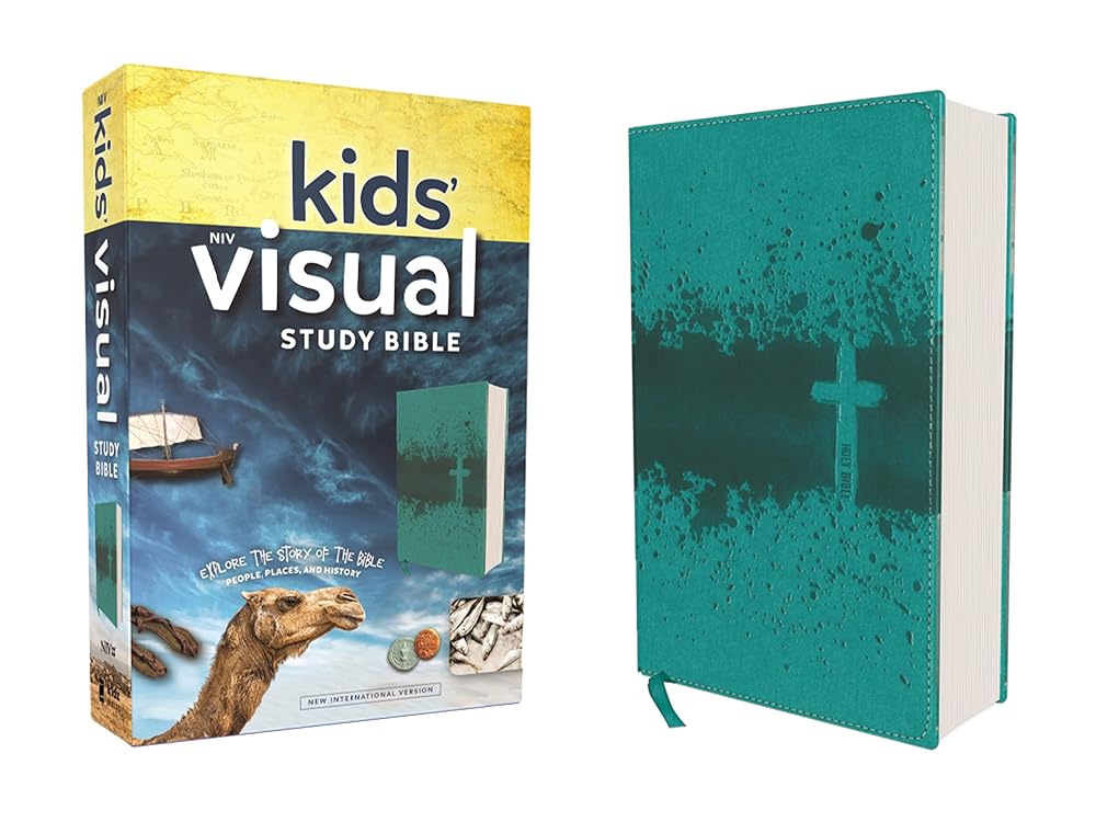 NIV, Kids' Visual Study Bible, Leathersoft, Teal, Full Color Interior: Explore the Story of the Bible---People, Places, and History cover image
