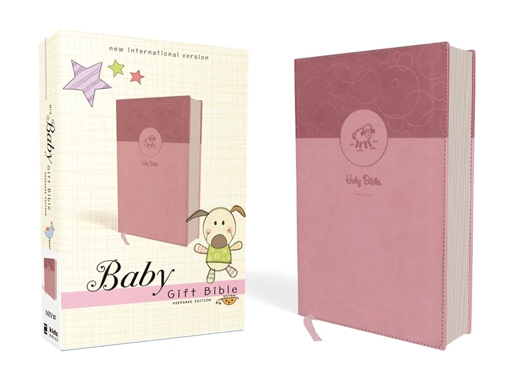 NIV, Baby Gift Bible, Holy Bible, Leathersoft, Pink, Red Letter, Comfort Print: Keepsake Edition cover image