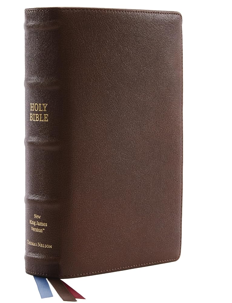 NKJV, Single-Column Reference Bible, Premium Goatskin Leather, Brown, Premier Collection, Comfort Print: Holy Bible, New King James Version cover image