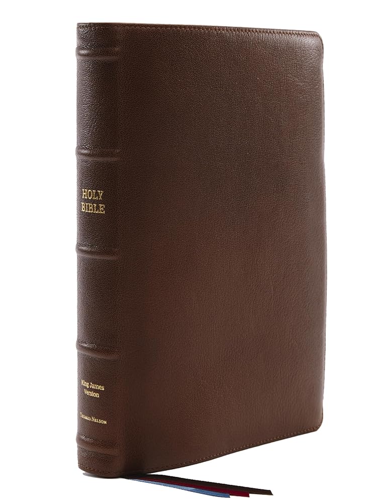 KJV Holy Bible: Giant Print with 53,000 Cross References, Brown Premium Goatskin Leather, Premier Collection, Comfort Print: King James Version cover image