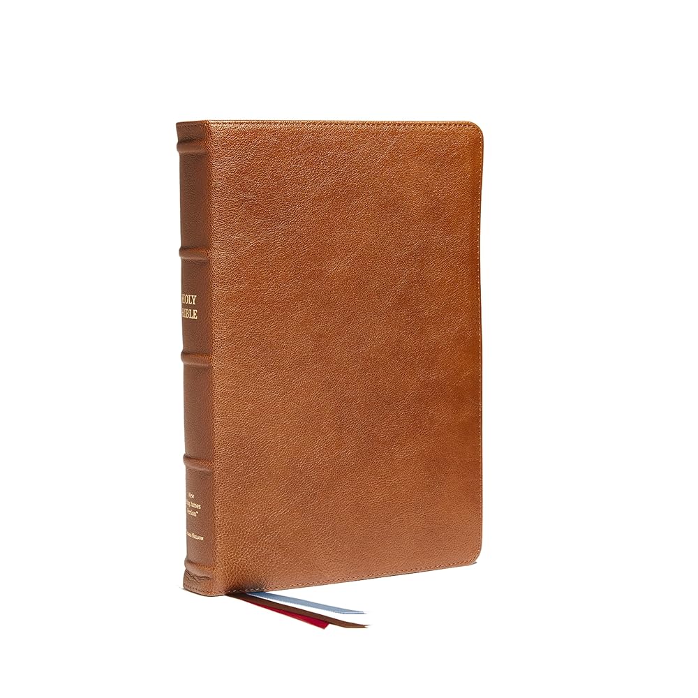 NKJV, Reference Bible, Classic Verse-by-Verse, Center-Column, Premium Goatskin Leather, Brown, Premier Collection, Red Letter, Thumb Indexed, Comfort Print: Holy Bible, New King James Version cover image