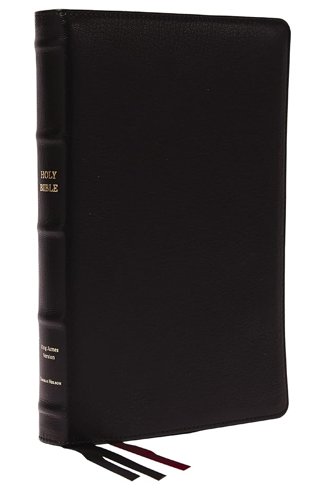 KJV Holy Bible: Large Print Thinline, Black Goatskin Leather, Premier Collection, Red Letter, Comfort Print (Thumb Indexed): King James Version cover image