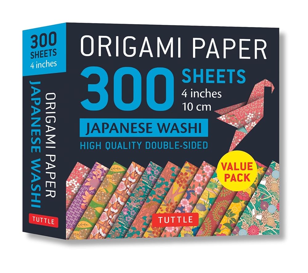 Origami Paper 300 sheets Japanese Washi Patterns 4" (10 cm): Tuttle Origami Paper: Double-Sided Origami Sheets Printed with 12 Different Designs cover image