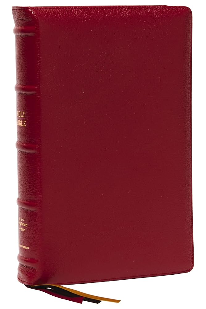 NKJV, Thinline Reference Bible, Large Print, Red Premium Goatskin Leather, Premier Collection, Comfort Print: Holy Bible, New King James Version cover image