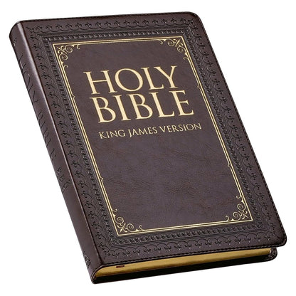 KJV Holy Bible, Thinline Large Print Faux Leather Red Letter Edition Thumb Index & Ribbon Marker, King James Version, Dark Brown (KJV Thinline LP Editions) cover image