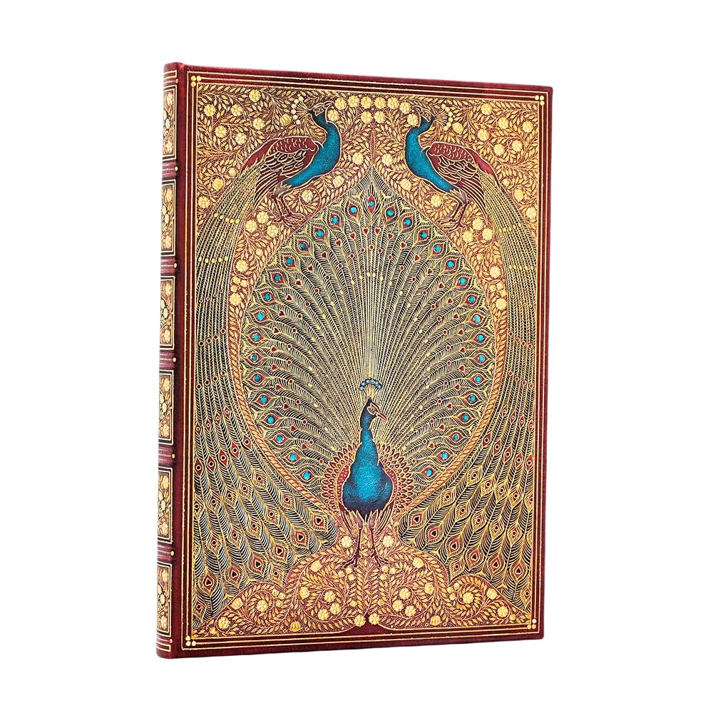 Hafiz's Peacocks Midi Lined Hardcover Journal, 144pg, 120GSM by Paperblanks (Sangorski & Sutcliffe) cover image