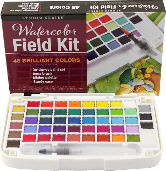 Artist's Watercolor Field Kit (48 high pigment colors, water brush, sponge, and palette) cover image