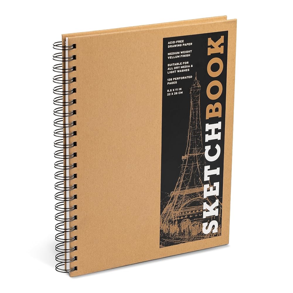 Sketchbook 8.5 x 11" Kraft Spiral Hardcover Mixed Media Sketchbook for Drawing: Acid-Free Quality Paper (128 pages) (Union Square & Co. Sketchbooks) cover image