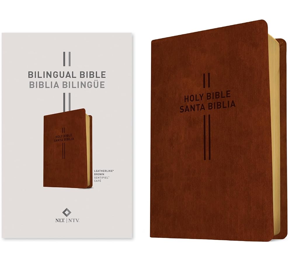 Bilingual Bible / Biblia bilingüe NLT/NTV (LeatherLike, Brown) cover image