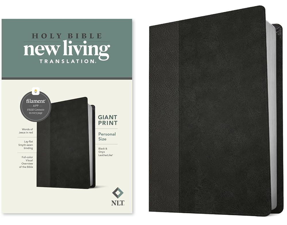 NLT Personal Size Giant Print Bible, Filament Enabled (LeatherLike, Black/Onyx, Red Letter): Includes Free Access to the Filament Bible App Delivering ... Notes, Devotionals, Worship Music, and Video cover image