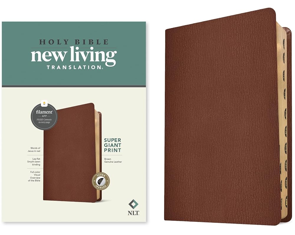 NLT Super Giant Print Bible, Filament Enabled (Genuine Leather, Brown, Indexed) cover image
