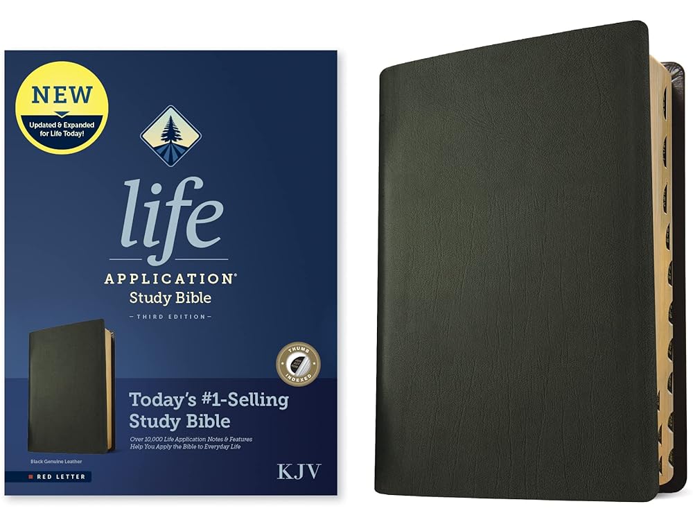 KJV Life Application Study Bible, Third Edition (Genuine Leather, Black, Indexed, Red Letter) cover image