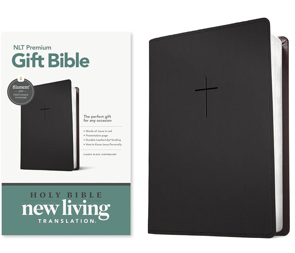Premium Gift Bible NLT, Filament Enabled (LeatherLike, Classic Black, Red Letter) cover image