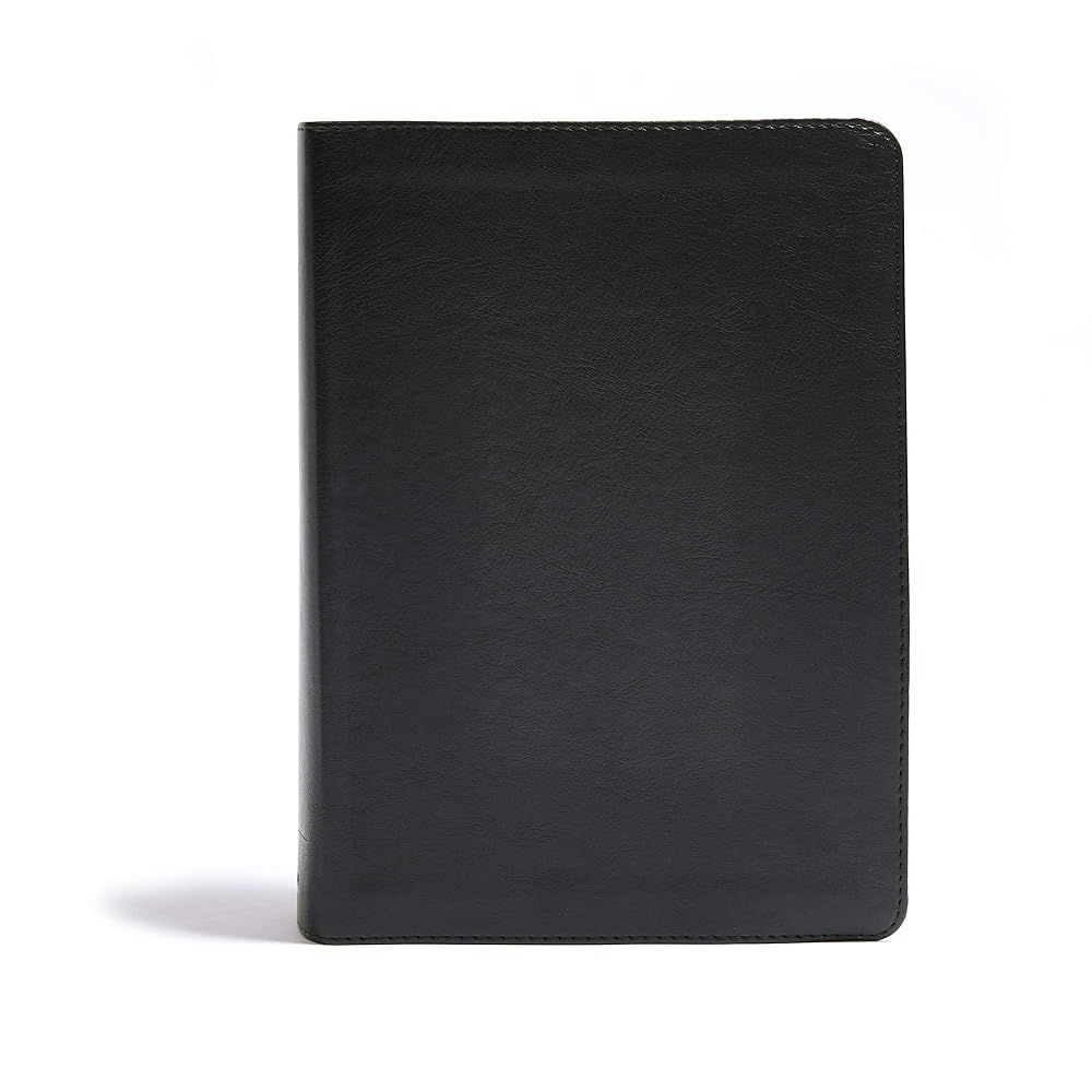 CSB He Reads Truth Bible, Black LeatherTouch, Black Letter, Wide Margins, Journaling Space, Illustrations, Reading Plans, Single-Column, Easy-to-Read Bible Serif Type cover image