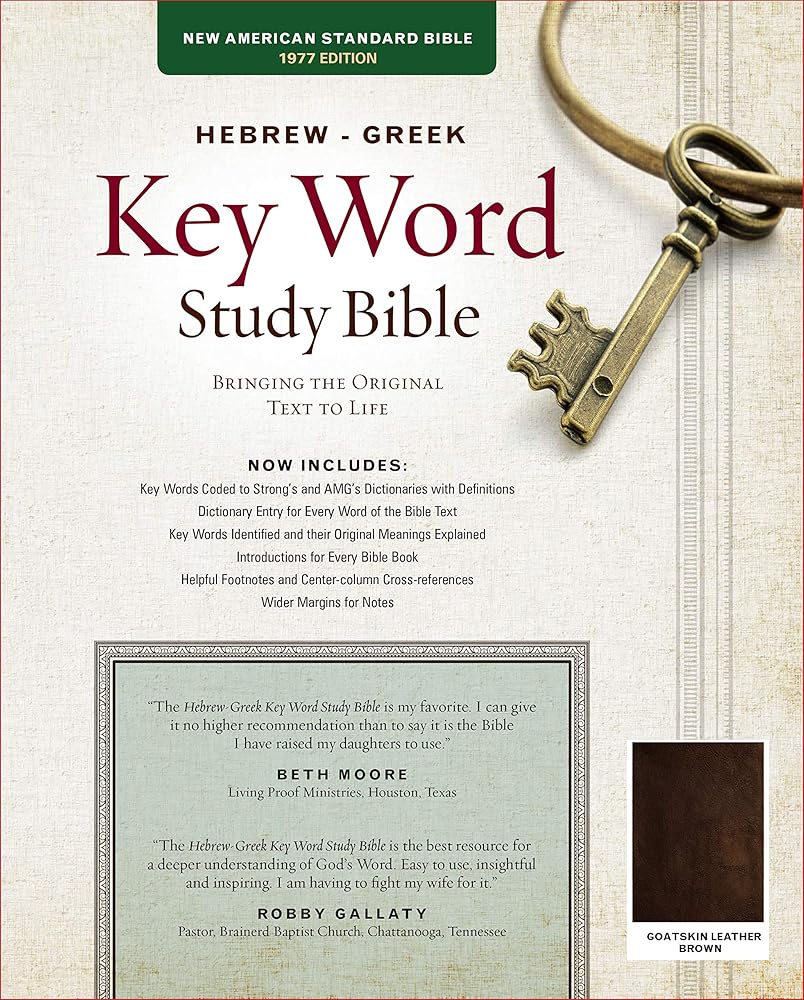 The Hebrew-Greek Key Word Study Bible: NASB-77 Edition, Brown Genuine Goatskin cover image