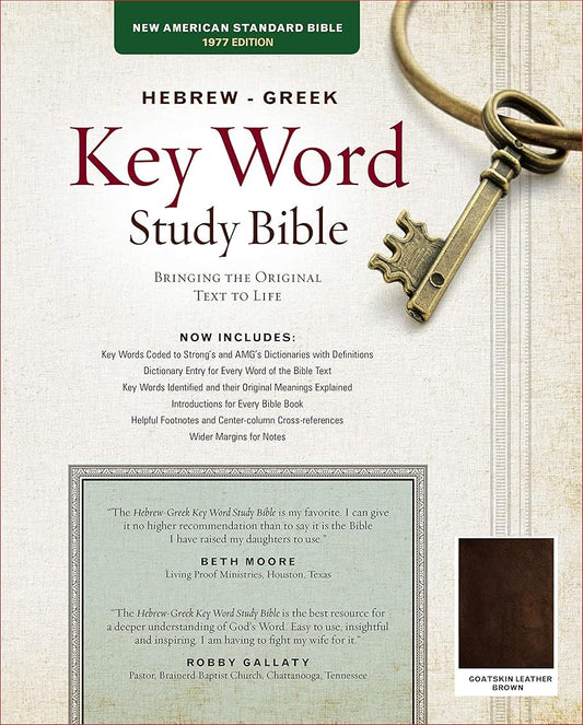 The Hebrew-Greek Key Word Study Bible: NASB-77 Edition, Brown Genuine Goatskin cover image