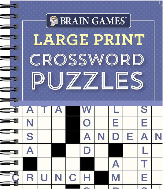 Brain Games - Large Print Crossword Puzzles (Purple) cover image