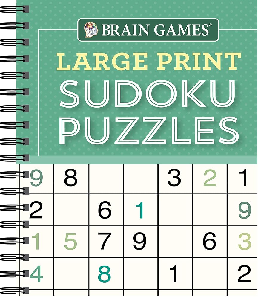 Brain Games - Large Print Sudoku Puzzles (Green) cover image