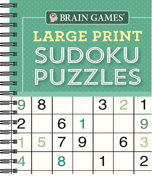 Brain Games - Large Print Sudoku Puzzles (Green) cover image