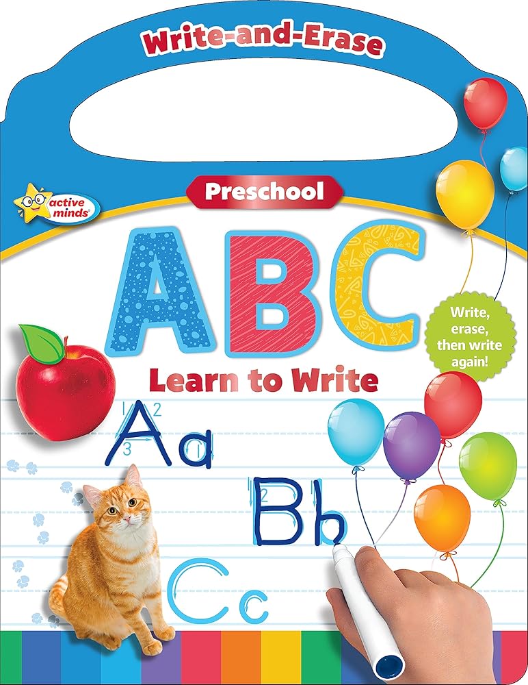 Active Minds - Write-and-Erase Preschool ABC: Learn to Write Learning Board – Wipe Clean - Letters, Words, and Writing Skills cover image