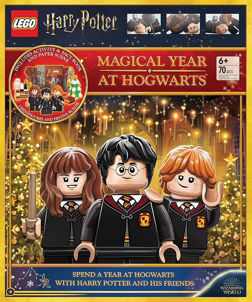 LEGO® Harry Potter™ Magical Year at Hogwarts: Christmas Activity Book with Fun Facts, Play Scene, Basic Brick Kit, and 3 LEGO(R) Minifigures to Inspire Imagination and Creativity! cover image