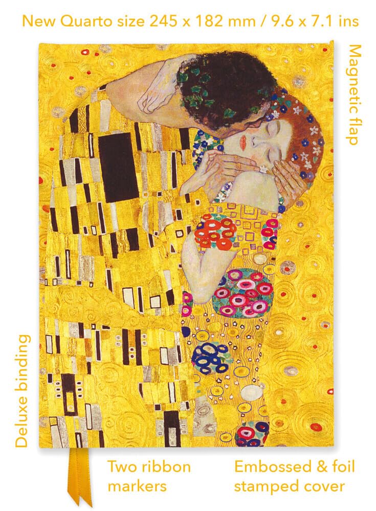 Gustav Klimt: The Kiss (Foiled Quarto Journal) (Flame Tree Quarto Notebook) cover image