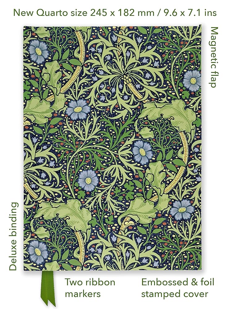 William Morris: Seaweed (Foiled Quarto Journal) (Flame Tree Quarto Notebook) cover image