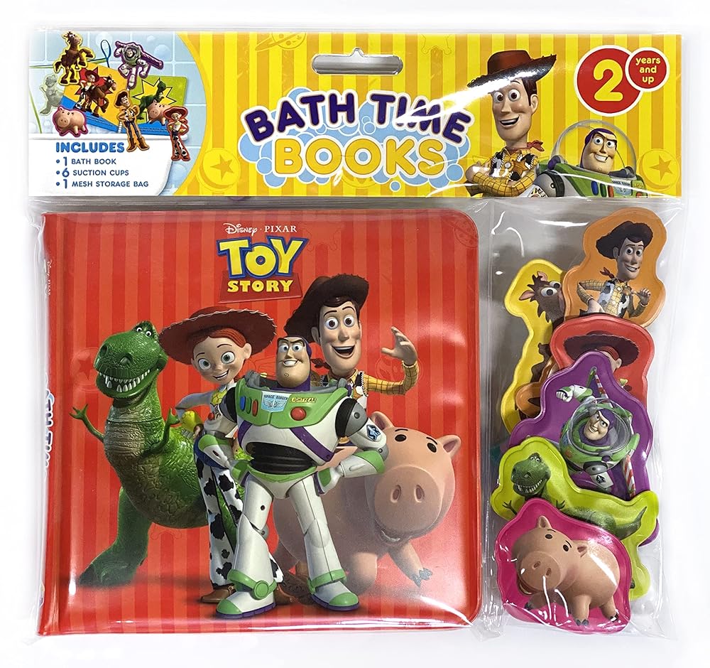 Disney / Pixar Toy Story Bath Time Books - Activity Books for kids, Bath book, 6 Padded suction cups, 1 Mesh bag cover image