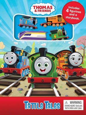 Thomas All Engines Go Tattle Tales - Activity Books for kids, 12-page storybook, 4 figurines cover image