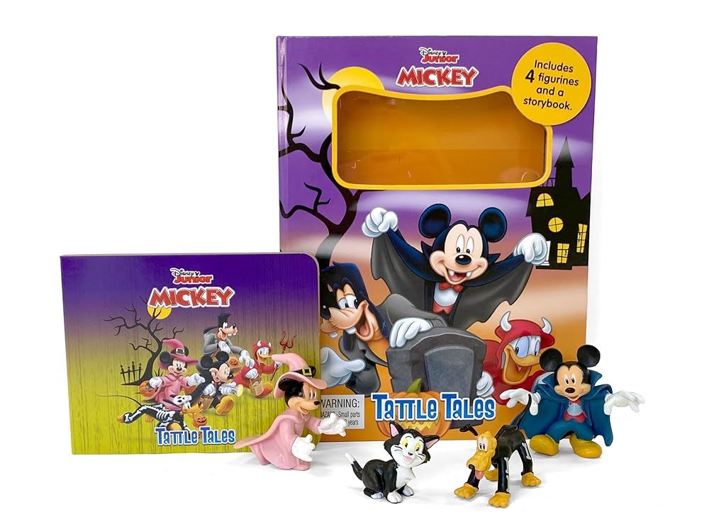 Disney Junior Mickey Halloween Tattle Tales - Activity Books for kids, 12-page storybook, 4 figurines cover image