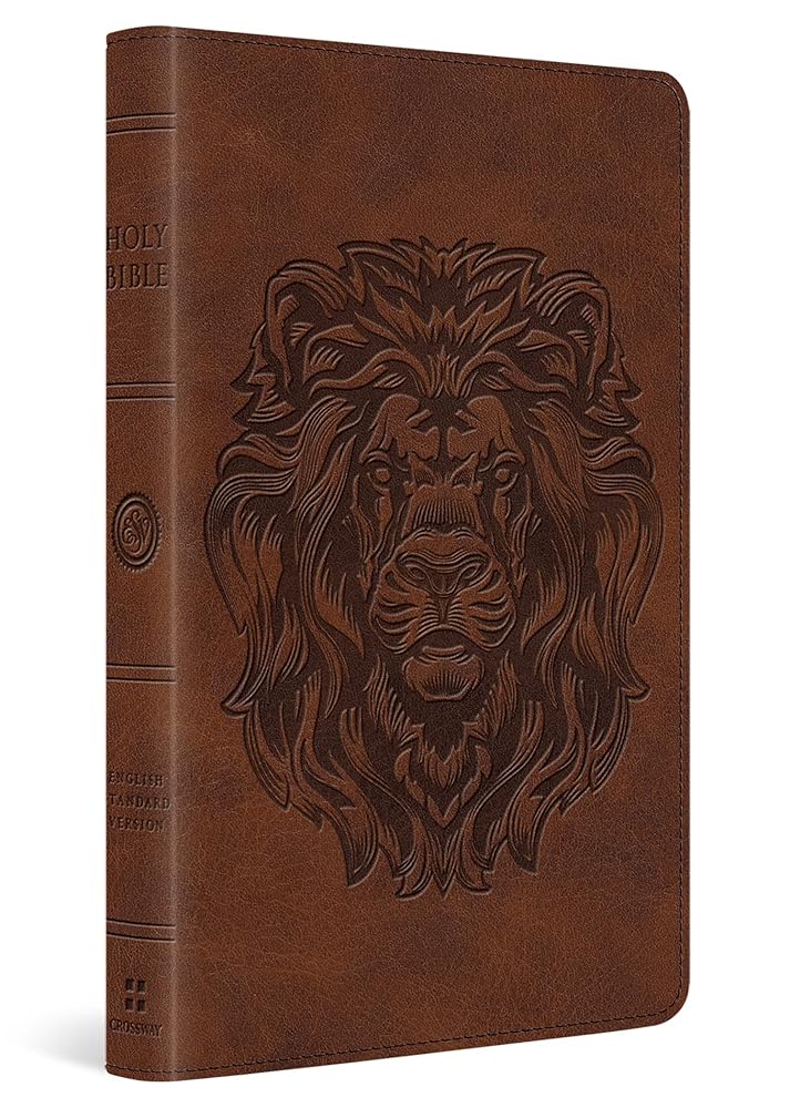 ESV Thinline Bible, Red Letter (TruTone, Brown, Royal Lion Design): Holy Bible, English Standard Version cover image