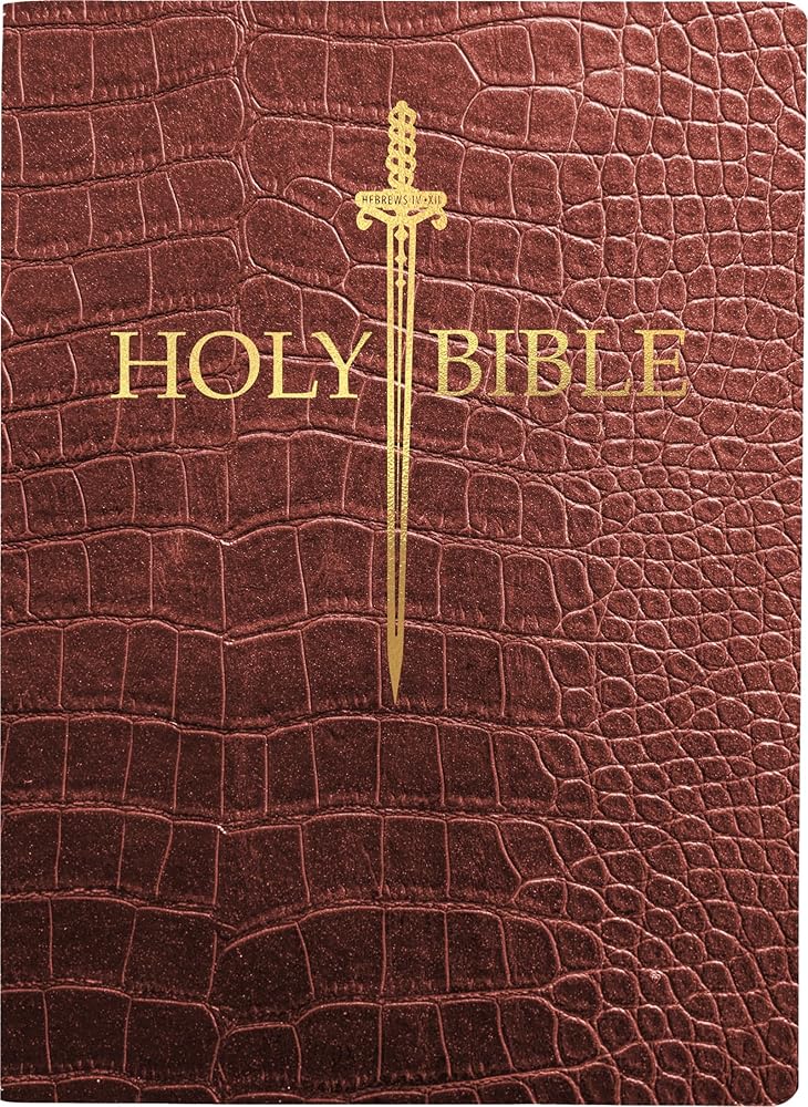KJV Sword Bible, Large Print, Walnut Alligator Bonded Leather, Thumb Index: (Red Letter, Burgundy, 1611 Version) (King James Version Sword Bible) cover image