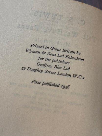 Till We Have Faces: A Myth Retold by C.S. Lewis (1956 First Edition)
