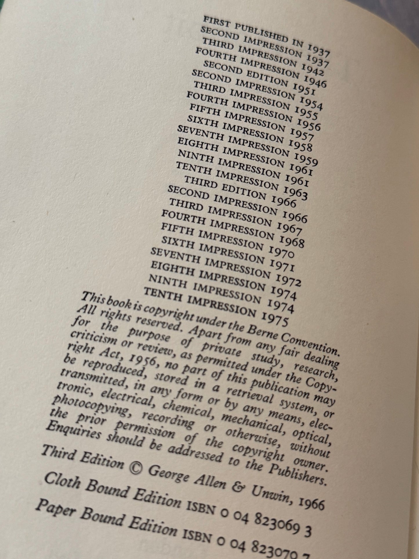 The Hobbit (1975) Third Edition 10th Impression