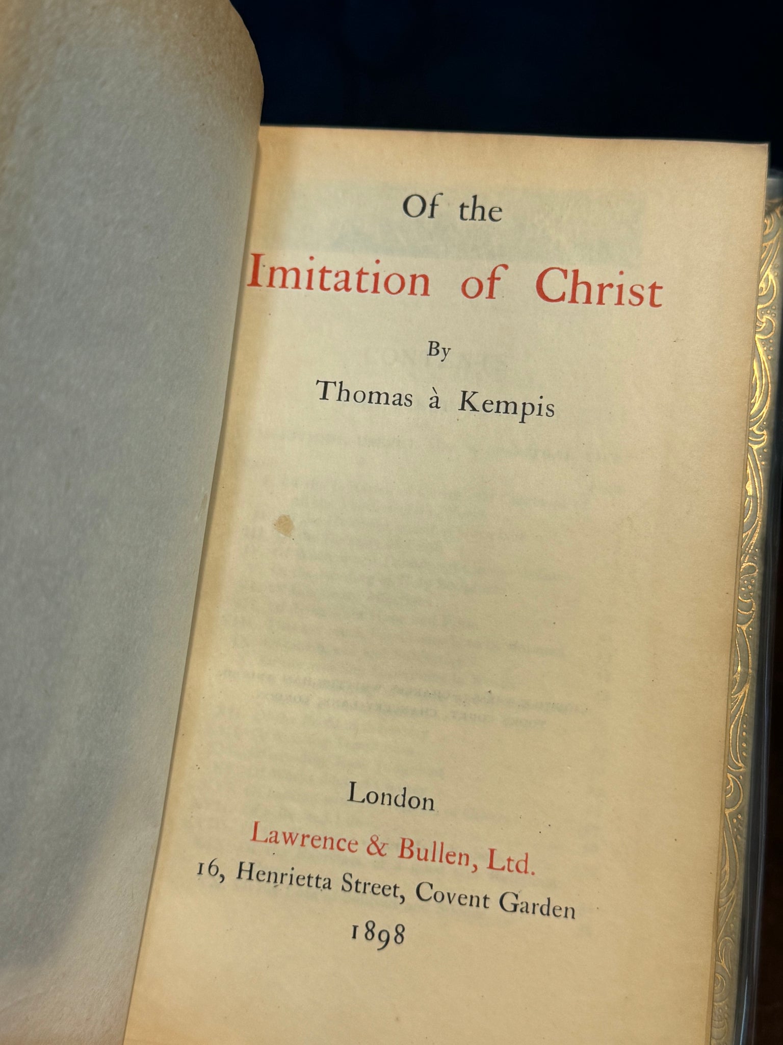 The Imitation of Christ - 1898 Turbayne Vellum Binding