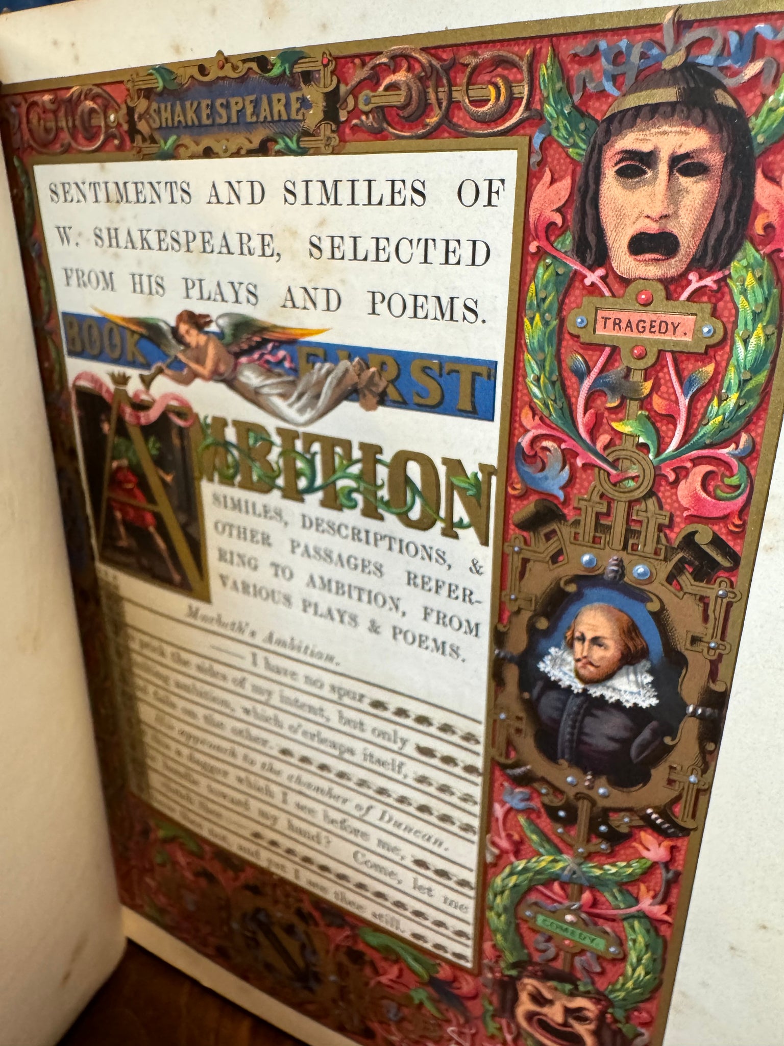 Shakespeare Sentiments and Similes - 1857 Rare 2nd Edition with Stunning Papier-Mâché Cover