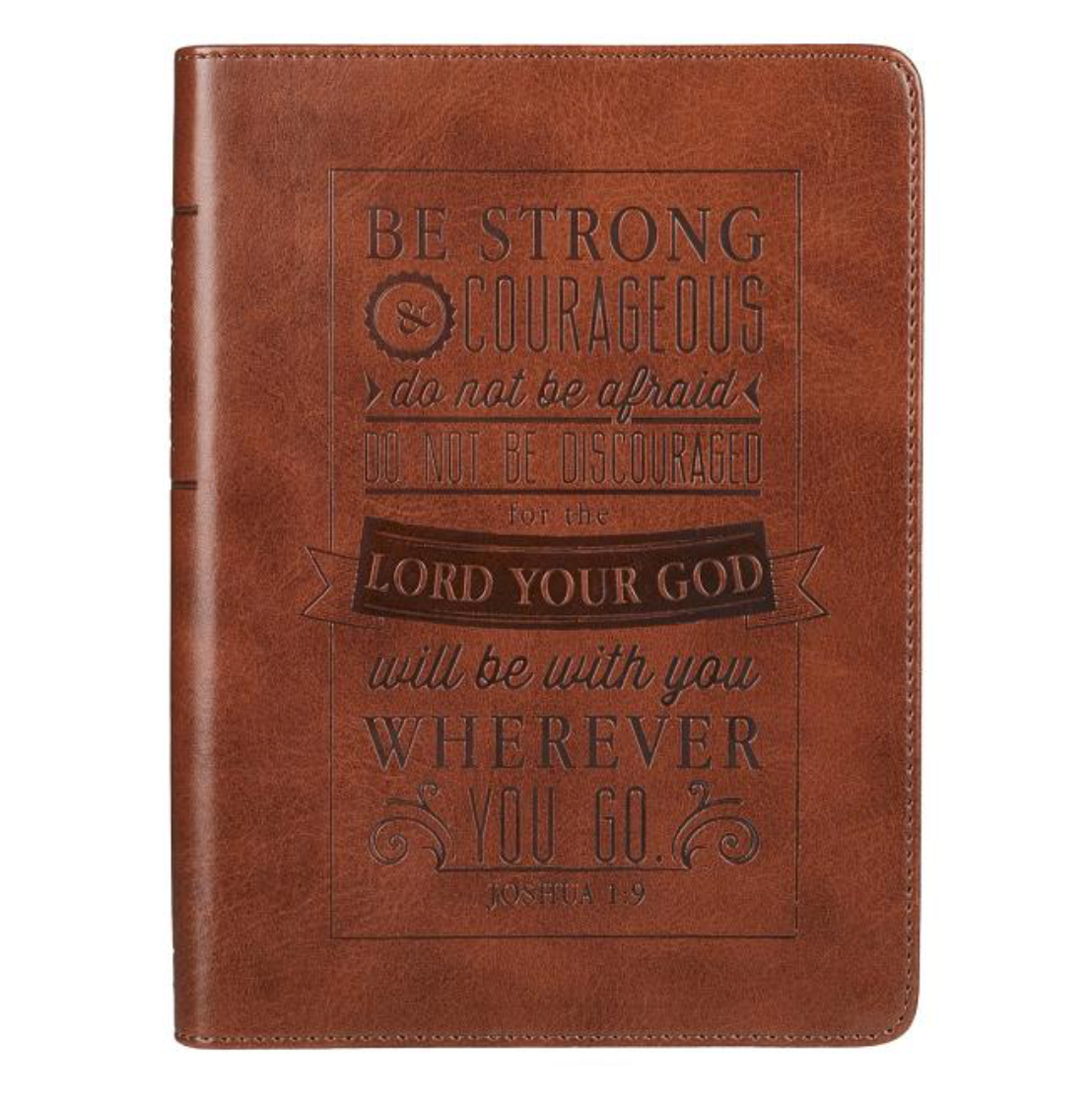 Christian Art Gifts Classic Handy-Sized Journal Be Strong and Courageous Joshua 1:9 Bible Verse Inspirational Scripture Notebook W/Ribbon, Faux Leathe