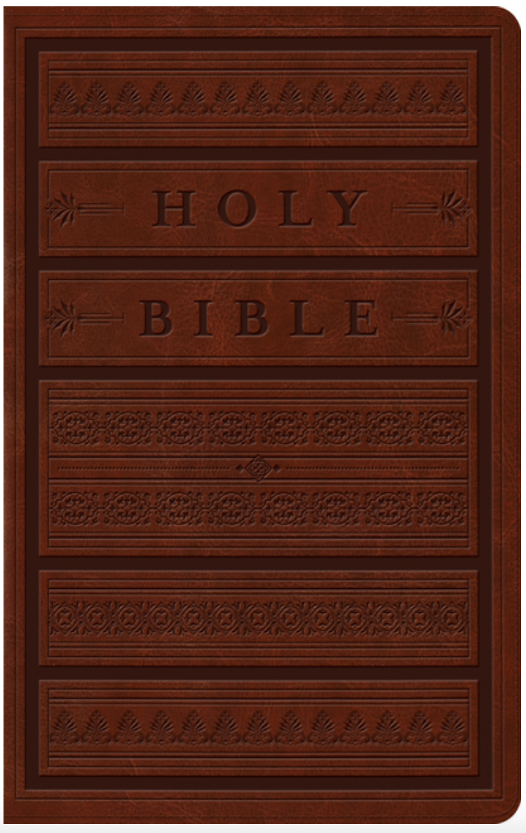 Large Print Personal Size Bible: Trutone, Brown, Engraved Mantel Design