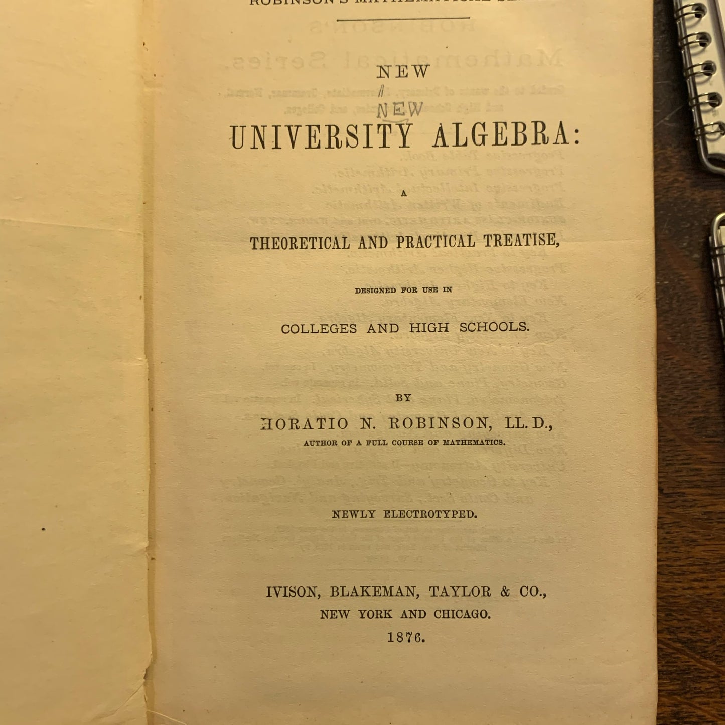 Robinson's New University Algebra (1876)