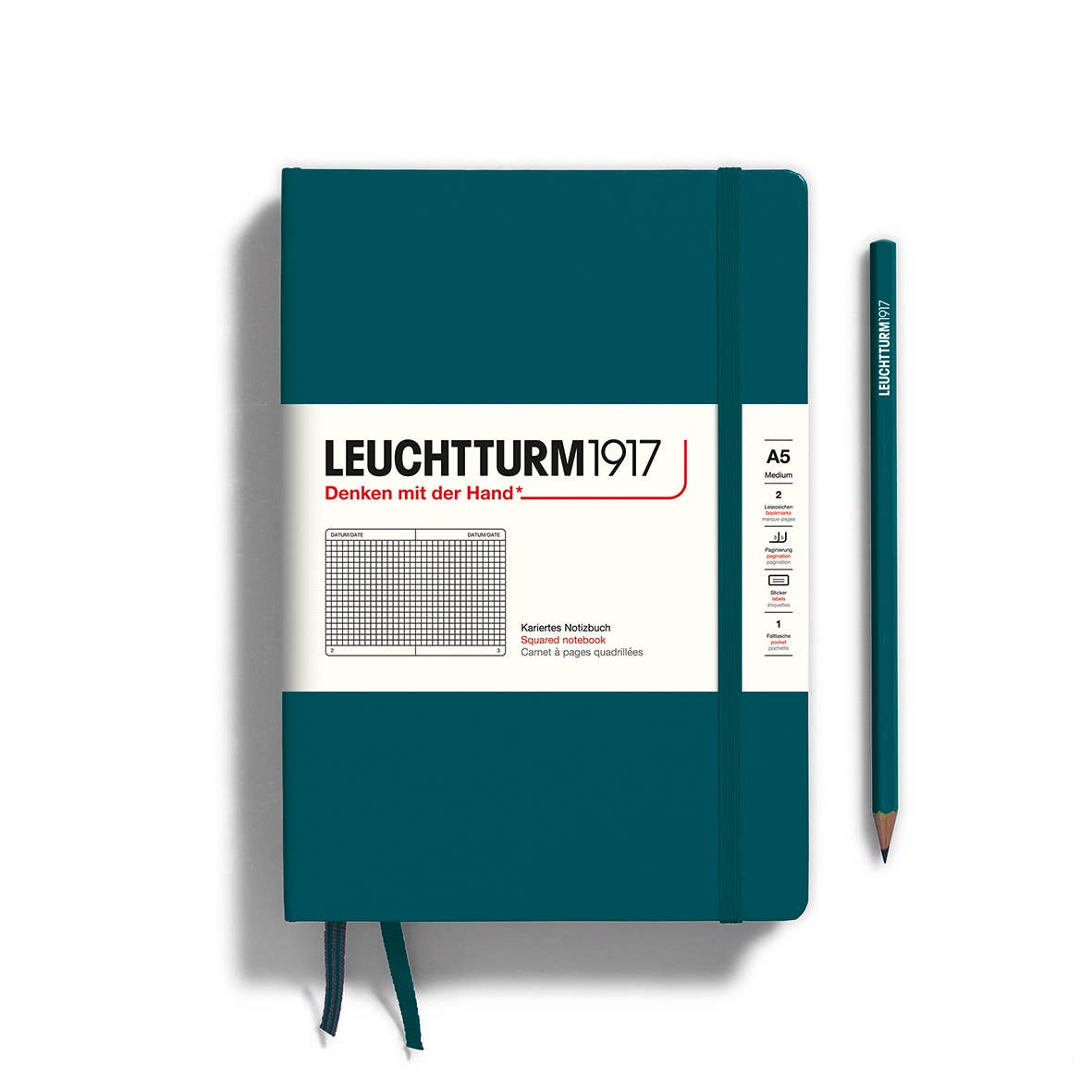 Notebooks - Medium (A5): Pacific Green / Hardcover / Squared