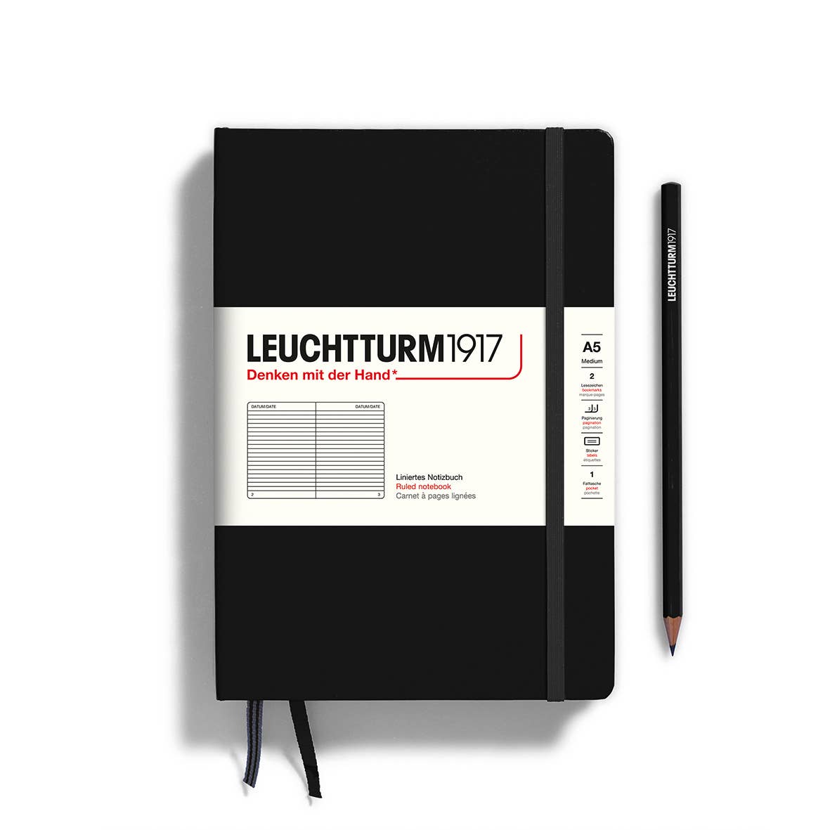Notebooks - Medium (A5): Black / Hardcover / Plain