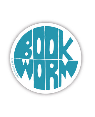 Book Worm Circle Sticker